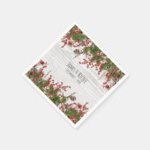 Serviette En Papier Country Winter Holiday Berries & Pine Cone Mariage (Coin)