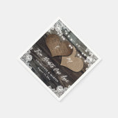 Serviette En Papier Country Wood Deux Coeurs Floral Lace Mariage (Coin)