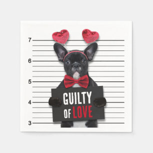 Serviette En Papier Coupable Amour Chien Mugshot Drôle Saint Valentin