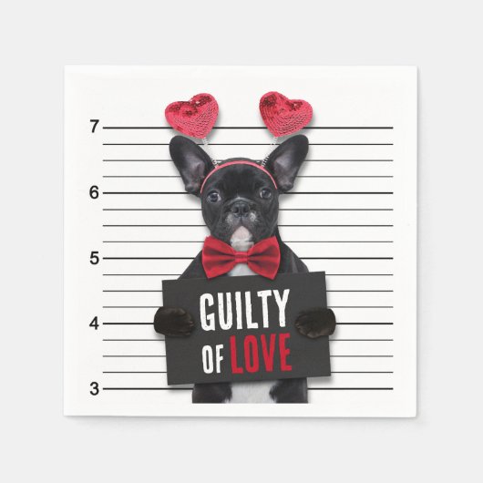 Serviette En Papier Coupable Amour Chien Mugshot Drôle Saint Valentin (Devant)