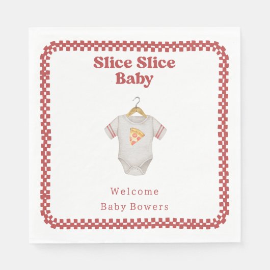 Serviette En Papier Coupe Baby shower Pizza Neutral (Devant)