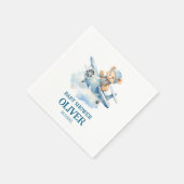 Serviette En Papier Coupe Bear Blue Plane Time Vol Un 1er anniversaire (Coin)