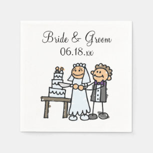 Serviette En Papier Coupe de mariée Mariage gâteau ensemble papier Nap