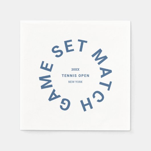 Serviette En Papier Coupe de tennis Game Set Match Blue Crest (Devant)