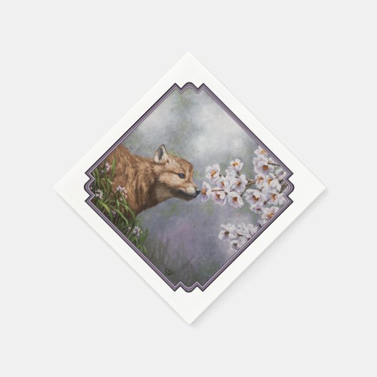 Serviette En Papier Coupe et fleurs de loup gris mignonne pour bébé (Coin)