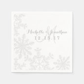 Serviette En Papier Coupe laser Silver Snowflakes Mariage d'hiver Napk (Devant)