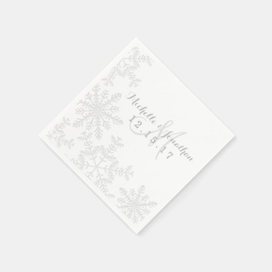 Serviette En Papier Coupe laser Silver Snowflakes Mariage d'hiver Napk (Coin)