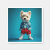 Serviette En Papier Coupe Westie stylish en Denim et Basket (Devant)