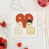 Serviette En Papier Couple Alpaca mignon (En situation)