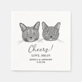 Serviette En Papier Couple Chat Dessin main Cheval Personnalisé (Devant)