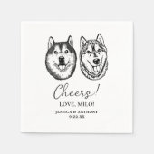 Serviette En Papier Couple Chien Dessin Main Cheval Personnalisé (Devant)