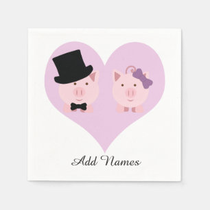 Serviette En Papier Couple de cochon mignon