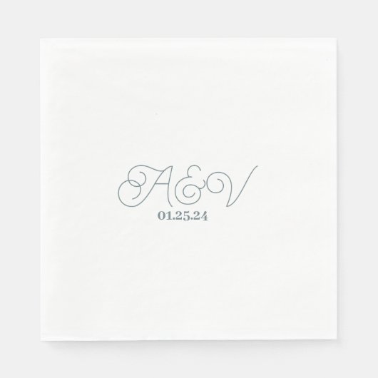 Serviette En Papier Couple de date de mariage de script simple (Devant)