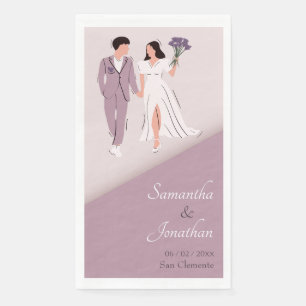 Serviette En Papier Couple de dessins animés en mariage violet