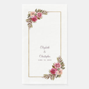 Serviette En Papier Couple de mariage élégant aquarelle florale dîner
