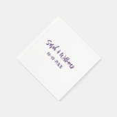 Serviette En Papier couple de mariages. Nom date violet simple mo mini (Coin)