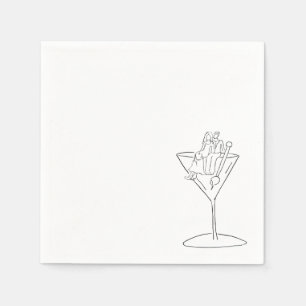 Serviette En Papier Couple de mariés sur un dessous de verre pour cock