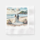 Serviette En Papier Couple de plage de mariage (Devant)