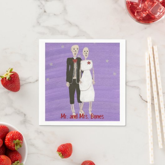 Serviette En Papier Couple de squelette d'Halloween en Mariage Tux & R (En situation)