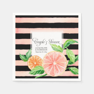 Serviette En Papier Couple Douche Pamplemousse Rose Noir Citrus Orange