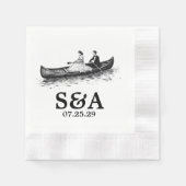 Serviette En Papier Couple en canoë (Devant)