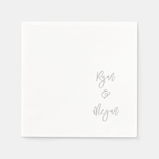 Serviette En Papier Couple Fiançailles NOM ET NOM Mariage Célébration (Devant)
