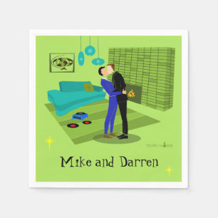 Serviette En Papier Couple Gay Rétro En Papier Amoureux Napkin