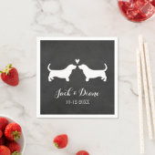 Serviette En Papier Couple Mariage Basset Hounds avec texte personnali (En situation)
