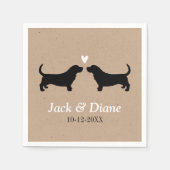 Serviette En Papier Couple Mariage Basset Hounds avec texte personnali (Devant)