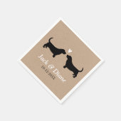 Serviette En Papier Couple Mariage Basset Hounds avec texte personnali (Coin)