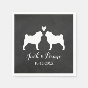 Serviette En Papier Couple Mariage carlin avec texte personnalisé
