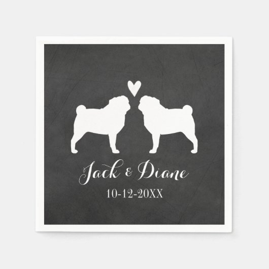 Serviette En Papier Couple Mariage carlin avec texte personnalisé (Devant)