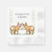 Serviette En Papier Couple Mariage Corgi Cute Corgi Personnalisé (Devant)