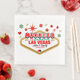 Serviette En Papier Couple marié à Las Vegas, vacances assorties dans