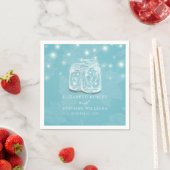 Serviette En Papier Couple Mason Jar Chaîne Lumières Mariage Floral bl (En situation)