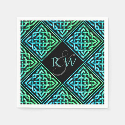 Serviette En Papier Couple Monogramme Celtic Blue Livre vert serviette (Devant)
