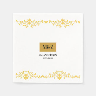 Serviette En Papier Couple Monogramme mariage date décorative pensionn
