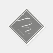Serviette En Papier Couple Noms Élégamment Monogramme Grey (Coin)