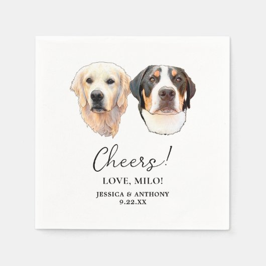 Serviette En Papier Couple Pet Dessin Main Chefs Personnalisés (Devant)