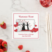 Serviette En Papier Couple romantique Silhoutte Coeurs rouges Personna (En situation)