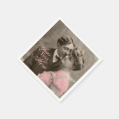 Serviette En Papier Couple romantique vintage (Coin)