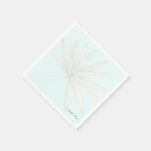 Serviette En Papier Couple Tropical Bleu de glace Nom Mariage (Coin)