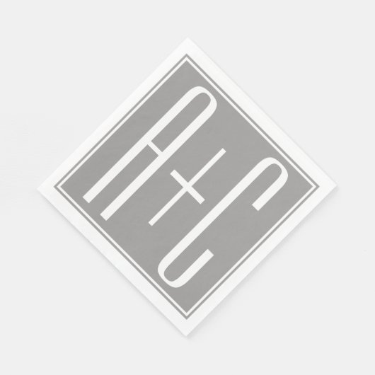 Serviette En Papier Couples chics Initails | blanc et gris (Coin)