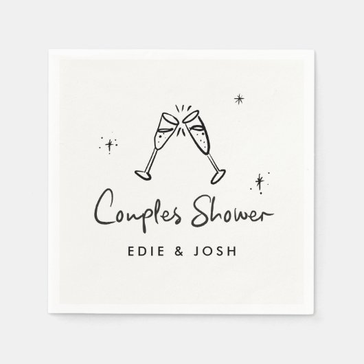 Serviette En Papier Couples douche moderne naturel élégant manuscrit (Devant)
