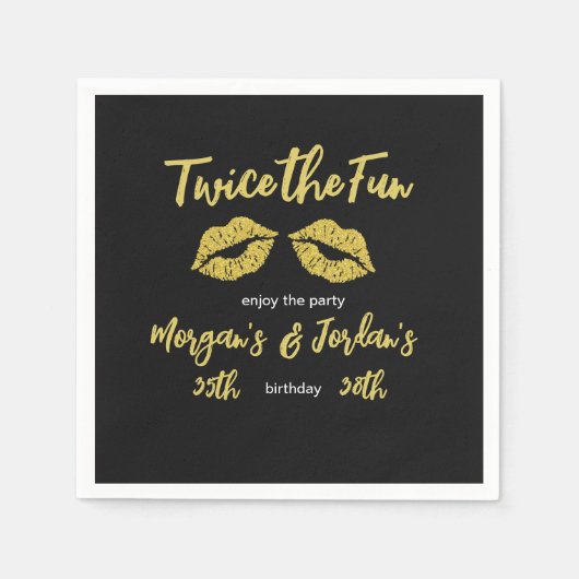 Serviette En Papier Couples élégants Black Gold Baisers Joint Annivers (Devant)