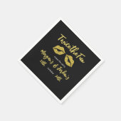 Serviette En Papier Couples élégants Black Gold Baisers Joint Annivers (Coin)
