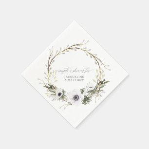 Serviette En Papier Couples Fête des mariées Floral Wreath Anémonique