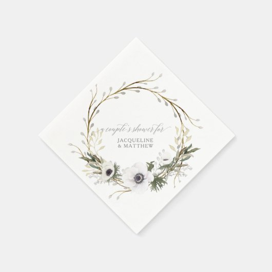 Serviette En Papier Couples Fête des mariées Floral Wreath Anémonique (Coin)