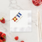 Serviette En Papier Couples Monogramme Signal Maritime Drapeaux Aquare (En situation)