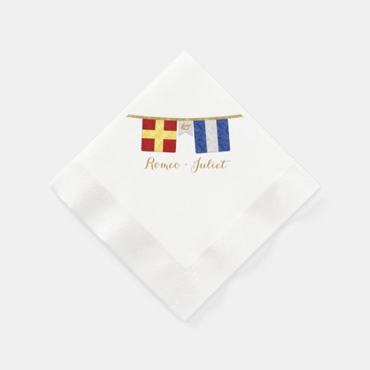 Serviette En Papier Couples Monogramme Signal Maritime Drapeaux Aquare (Coin)